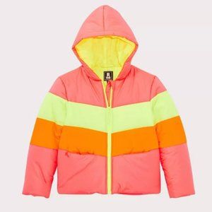 S Rothschild & CO Big Girls Neon Colorblock Puffer Coat Size L/14